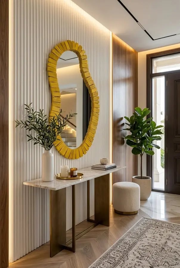 'طقم مرآيا جدارية بإطار مزخرف بتصميم أنيق وعصري (82 × 42سم )