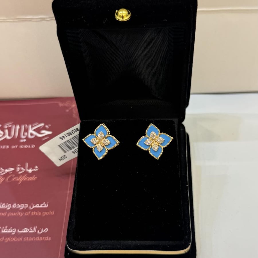 حلق ذهب تصميم ROBERTO COIN فيروزي