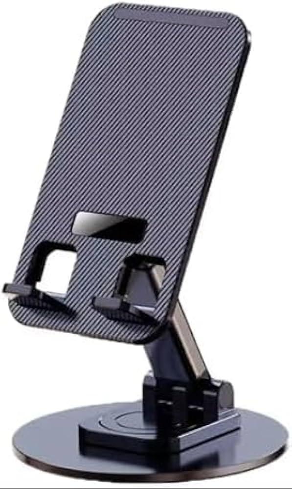 Desktop holder foldable and rotatable for mobiles and tablets (4-12.9 inch) - adjustable height, 360-degree rotation, stable base, comfortable design, space-saving, aluminum
