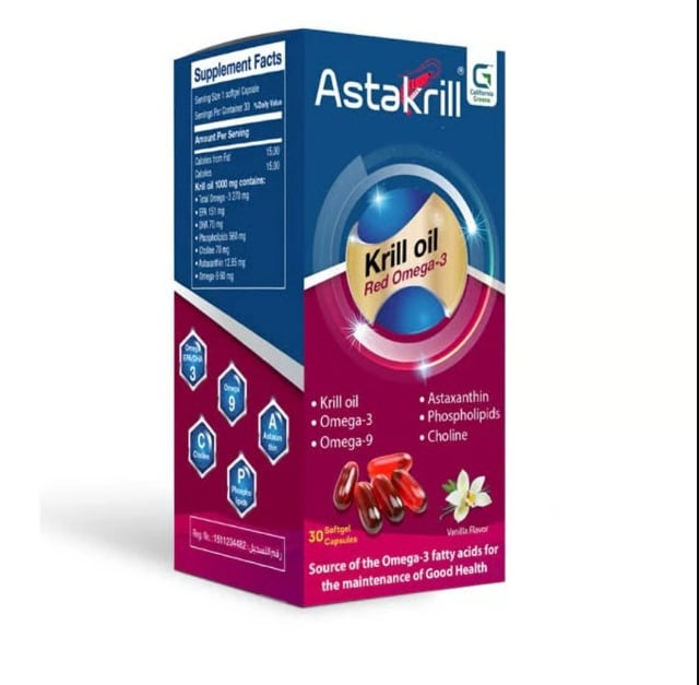 استاكريل زيت الكريل البحري أوميجا 3 الاحمر -30 كبسولة/Astakrill Red Omega 3 -30Cap