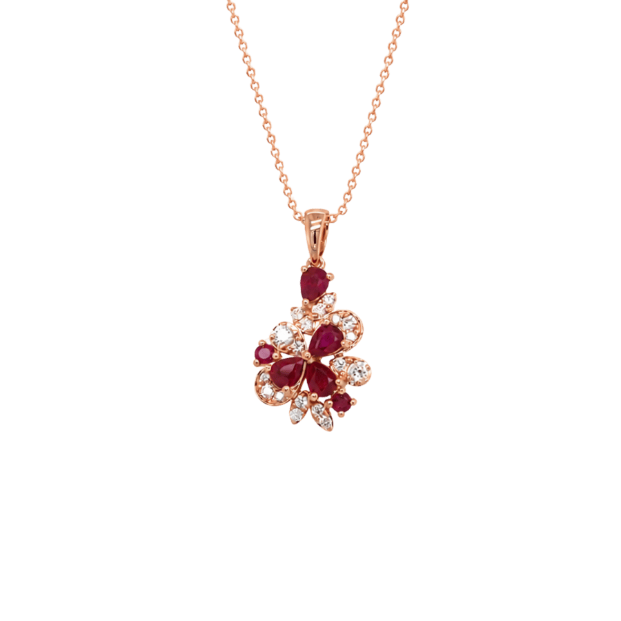 FRANK ROSHA Gold, Diamond & Ruby Necklace JFRN0418SPASH