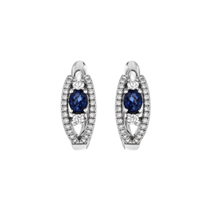 حلق ذهب أبيض وألماس وحجر Blue Sapphire من مجموعة فرانك روشا – JFRE0260PWSSH