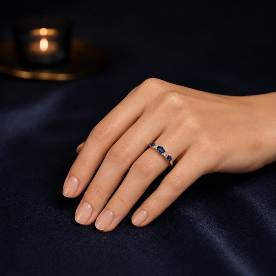 خاتم ذهب وألماس وأحجار Blue Sapphire من مجوهرات شارلي – JHRR0508PYASH