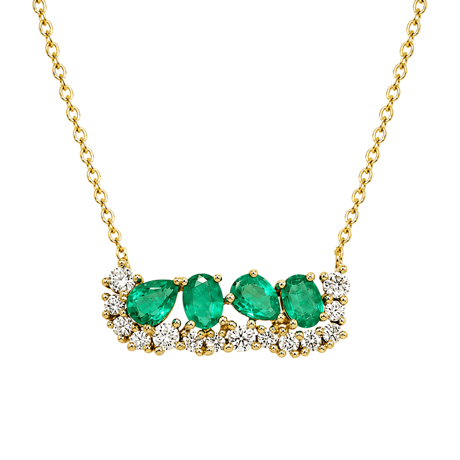 Frank Rosha 18K Gold, Diamond & Emerald Necklace – JFRN0401PPASH