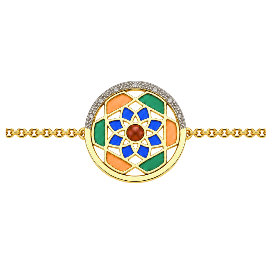 أسوارة ذهب أصفر وألماس بزخرفة ملونة من ميلاورو – JMOB0052DTDSH