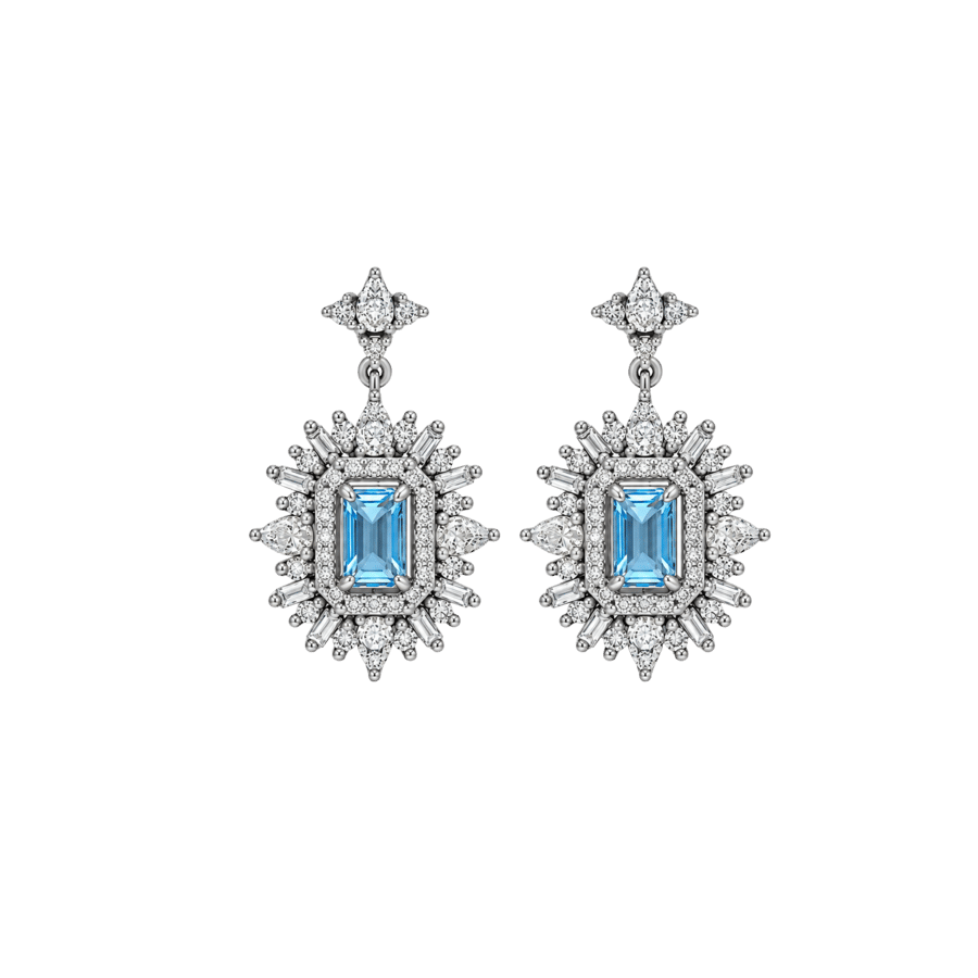 Sharly 18K White Gold Diamond and Blue Topaz Earrings – JHRE0234SWVSH