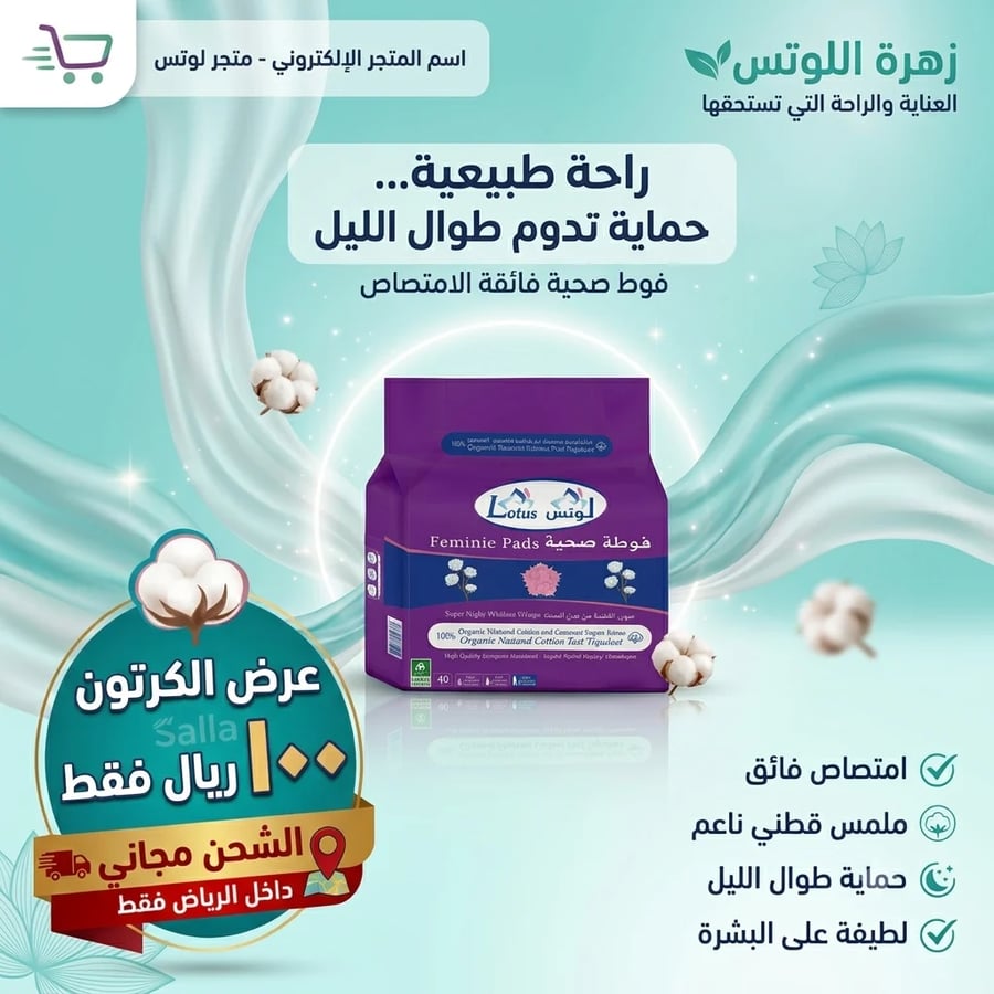 عرض الكرتون فوط صحية لوتس سوبر ليلي | 40 قطعة × 10