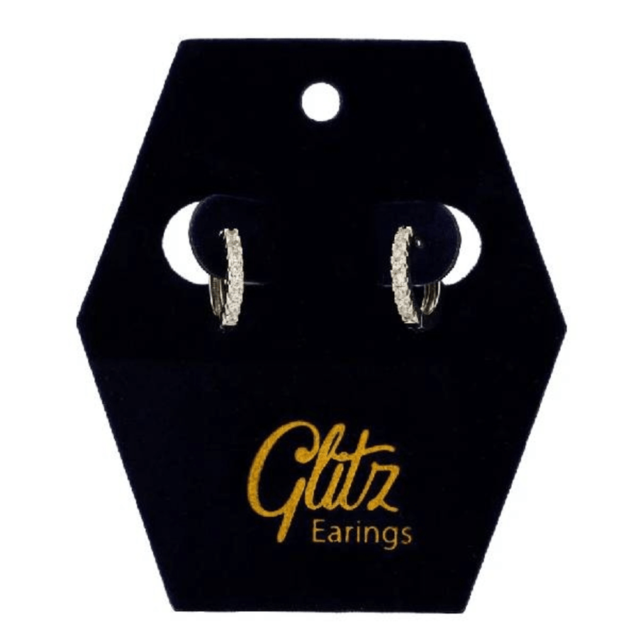 Diamond hoop round earring silver