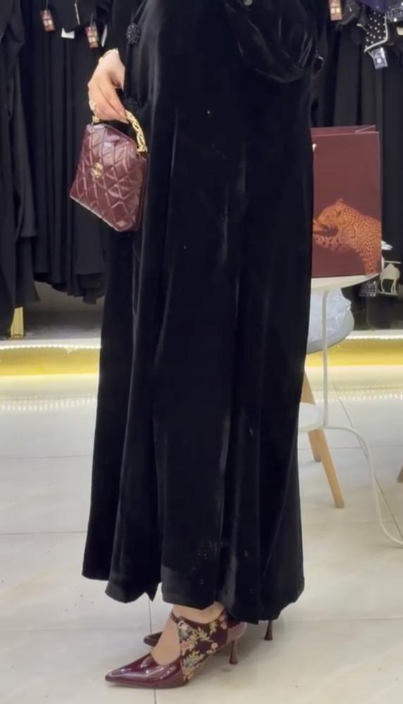 عباة البليزر مخمل مبطن نص كلوش