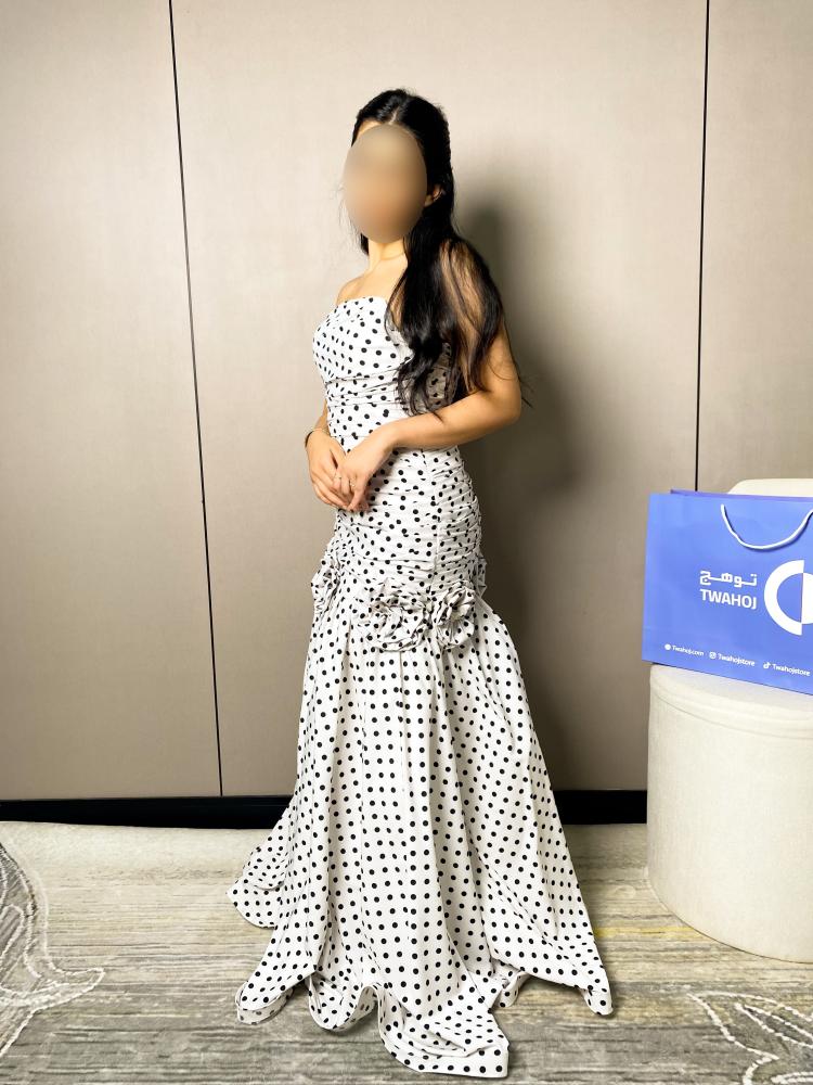 Soft silk dress with polka dots from Tawajh Fashion