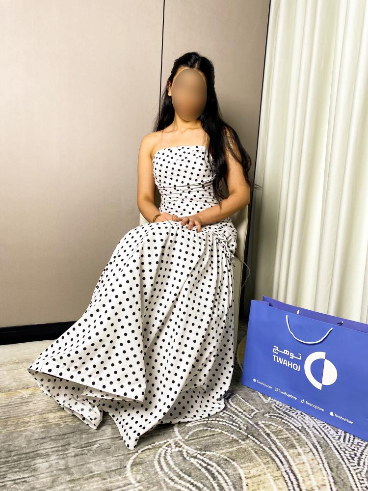 Soft silk dress with polka dots from Tawajh Fashion