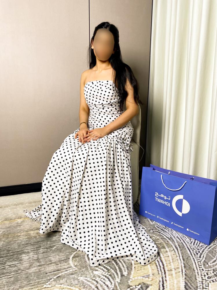 Soft silk dress with polka dots from Tawajh Fashion