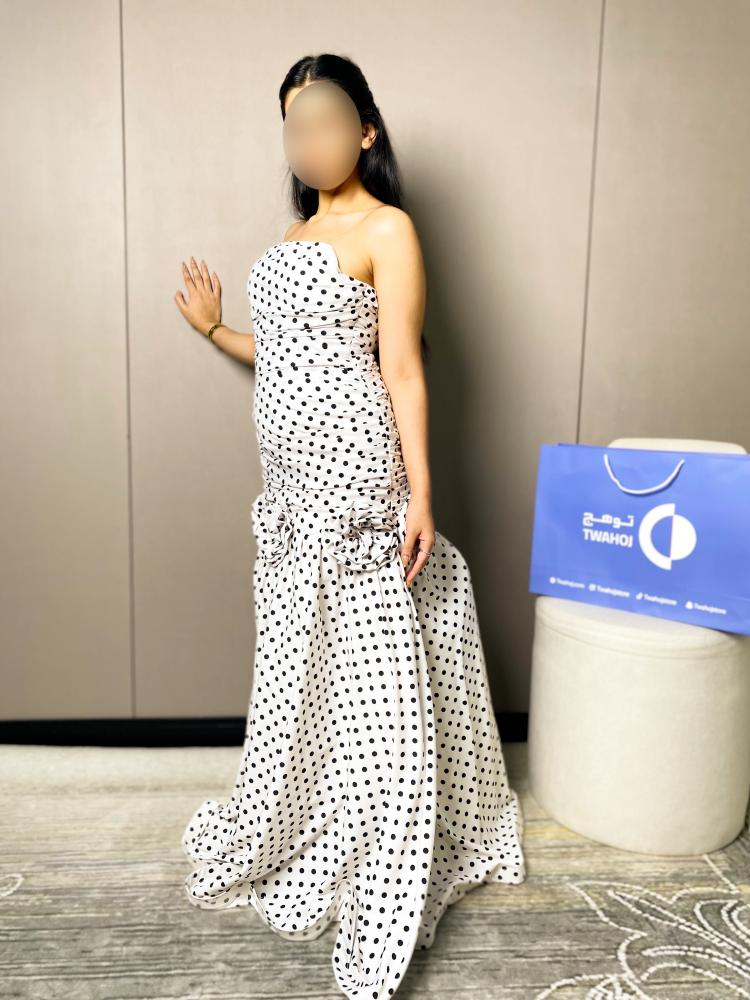 Soft silk dress with polka dots from Tawajh Fashion