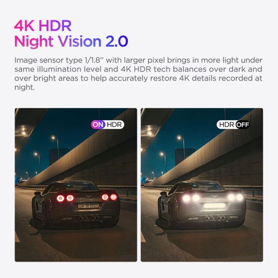 داش كام VIOFO A139 pro 2CH كمرتين أمامية دقة 4K وخلفية دقة 2K