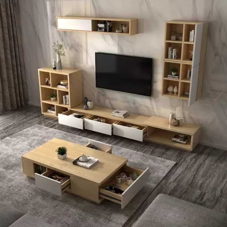 A luxurious and elegant TV table set