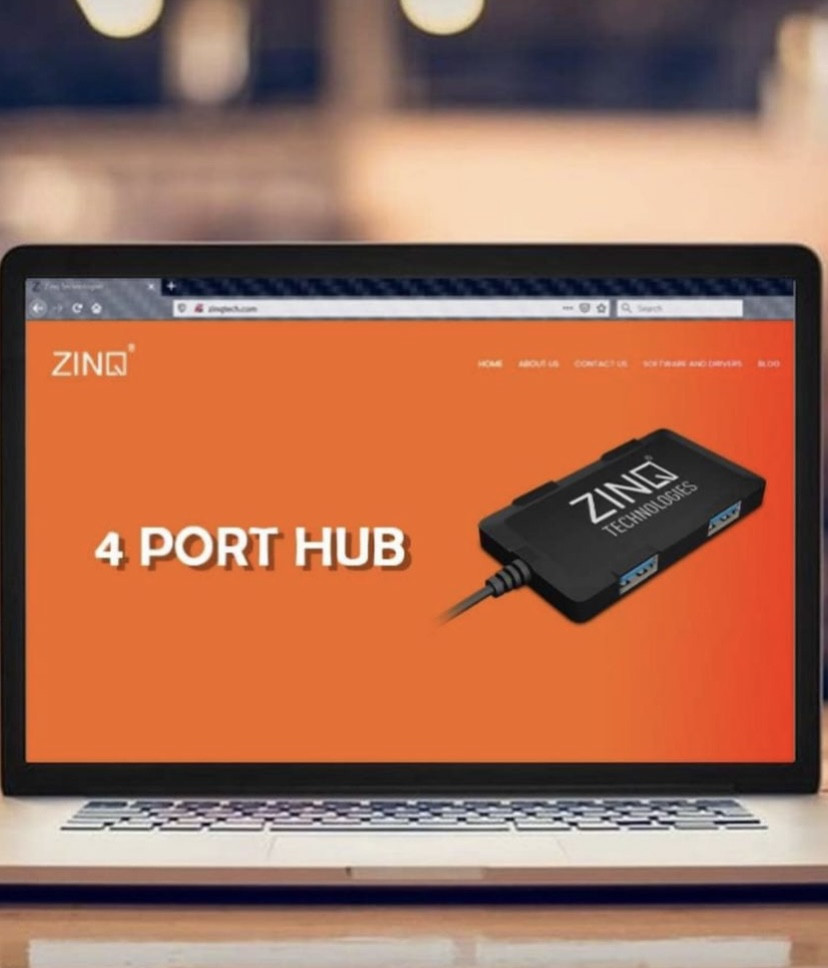 زينك تكنولوجيز موزع USB رفيع للغاية بـ 4 منافذ عالية السرعة لاجهزة اللابتوب والكمبيوتر من زد كيو 4 اتش (اسود )
