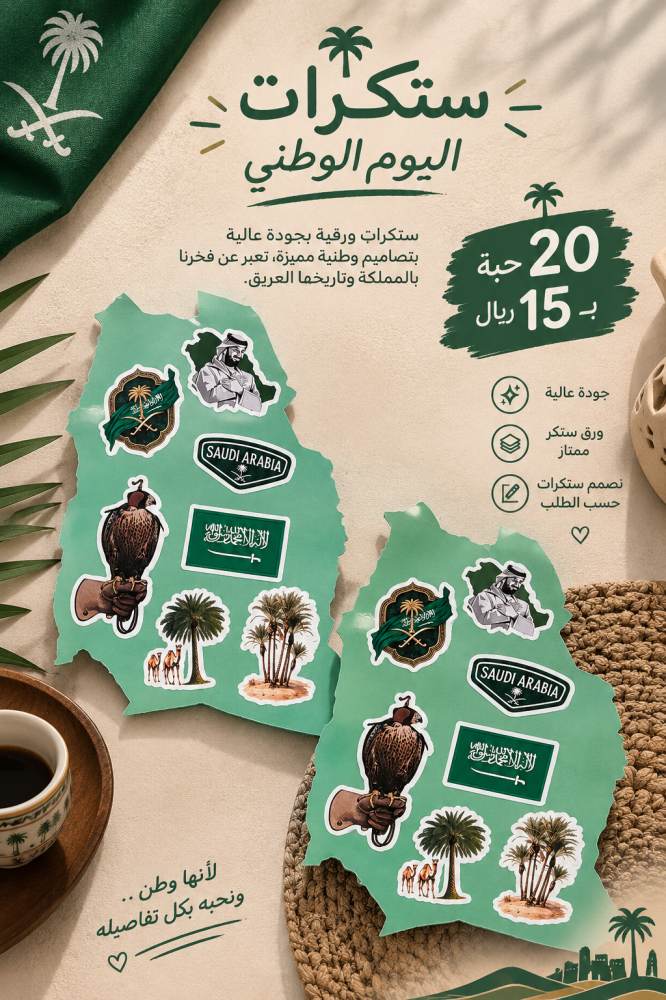 20 ستيكر شيت اليوم الوطني السعودي | عزّنا بطبعنا