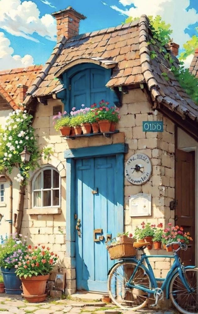 Numbered coloring pages - Blue door