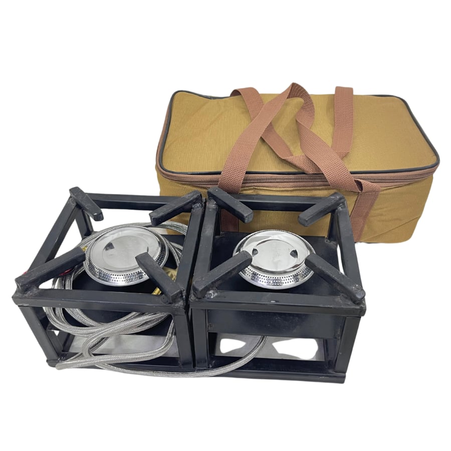 Double earthquake stove with portable and easy-to-carry and store stove case with bag
