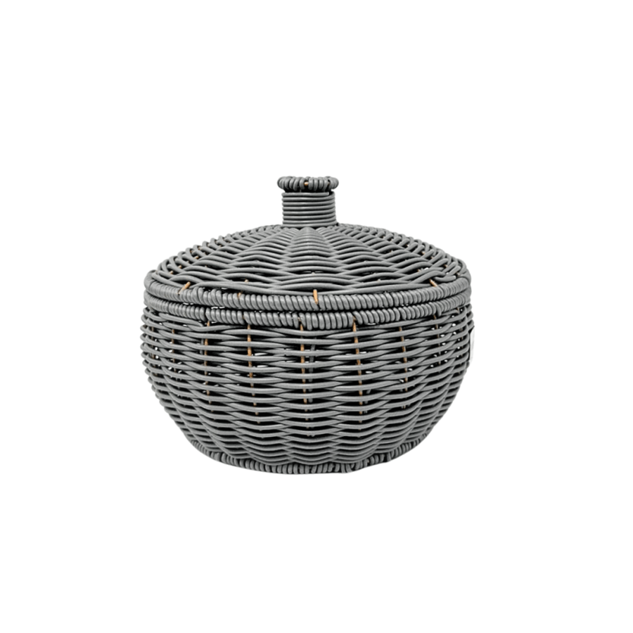 Round nylon basket with gray cover, 24 cm size