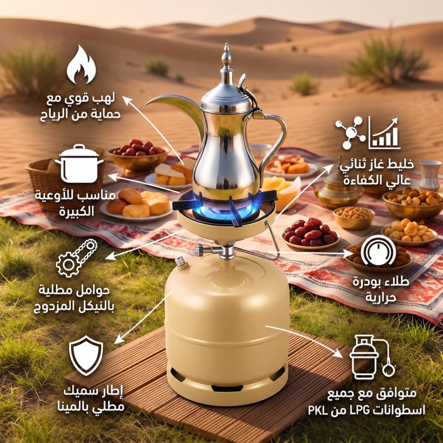 راس دافور مخيمات PKL هندي شربوش وسط بقاعدة رملي مقاس 18 سم مع مفتاح وهواية