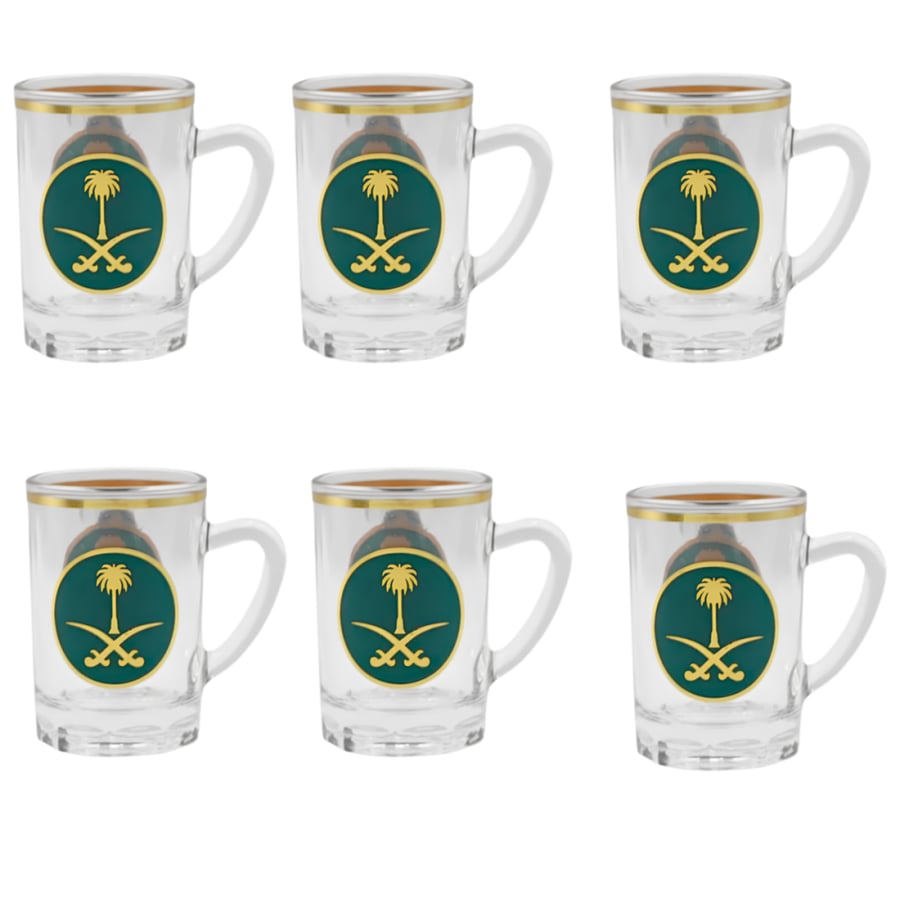 طقم بيالات سيفين ونخلة ملكي اخضر