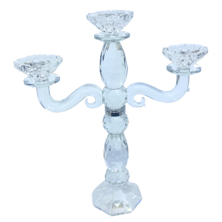 Crystal clear 3 candle holder size 22cm
