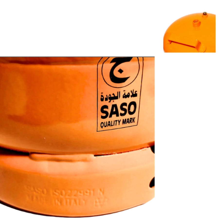 Italian gas cylinder 12 pounds orange color