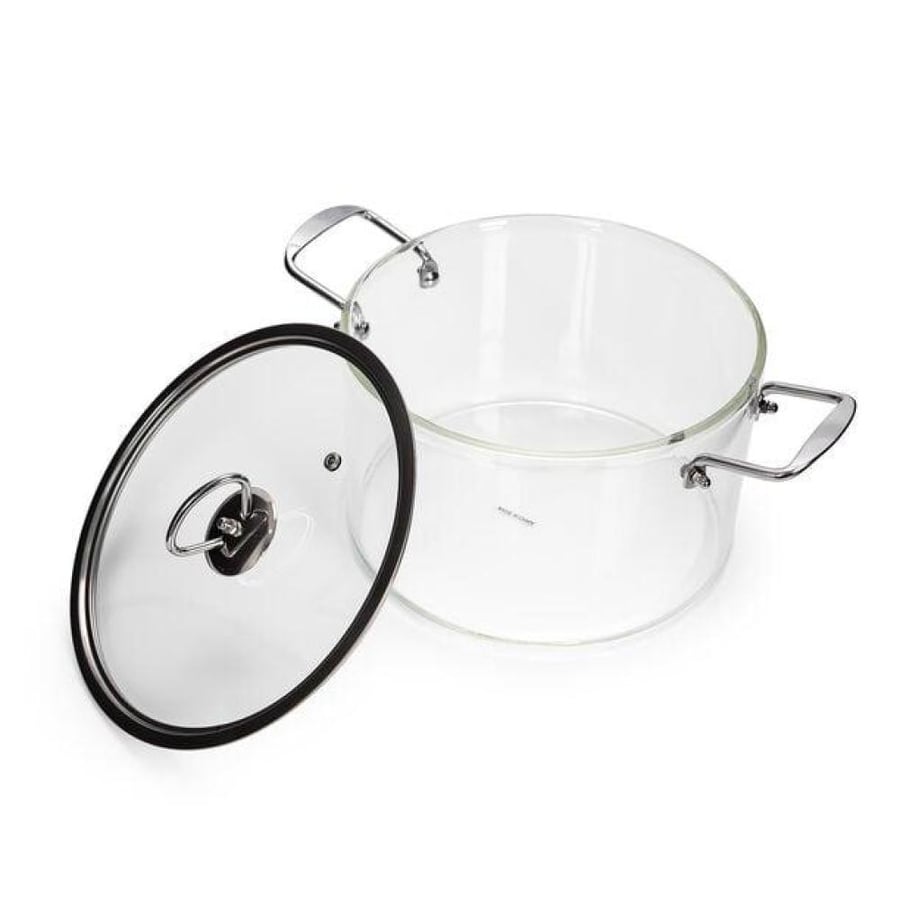 Heat-resistant glass cooking pot with lid, 4.5 liters size