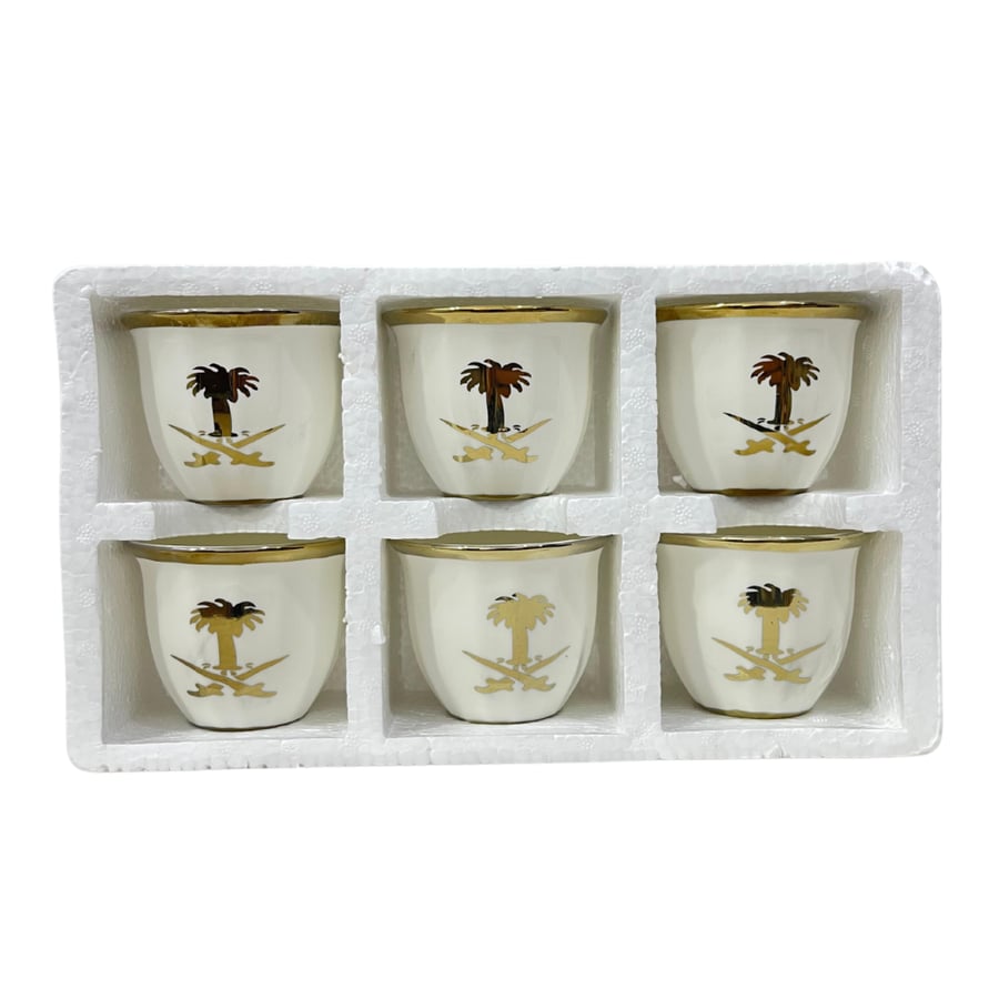 Large size cups engraved with a sword and a golden palm, set of 6 pieces