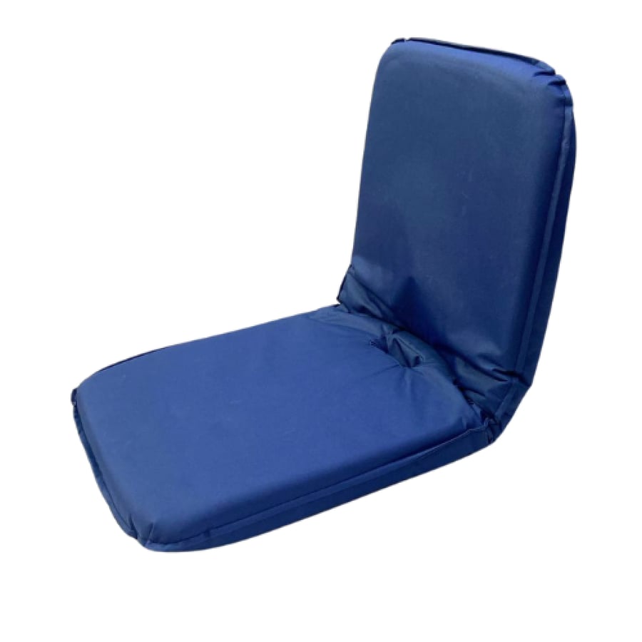 Floor cushion made of velvet fabric, five levels for the back, blue