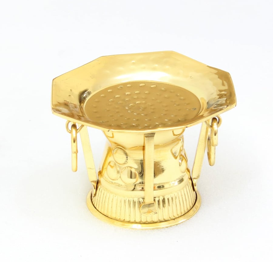 Round stainless steel serving dish for dates and sweets with a 23 cm base, Indian gold