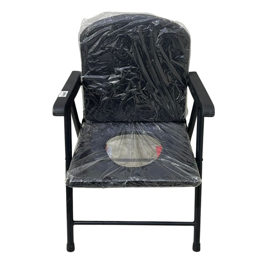 Folding fiber toilet chair with back and armrest