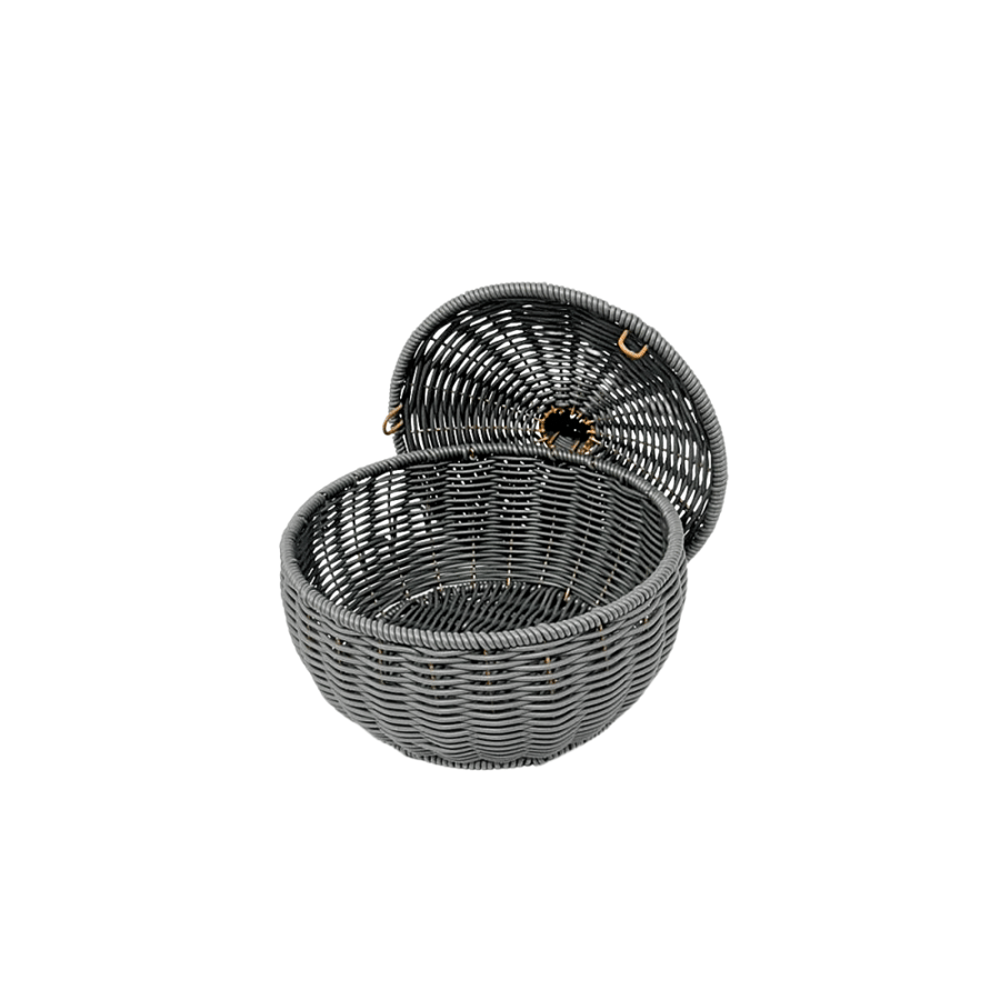Round nylon basket with gray cover, 24 cm size