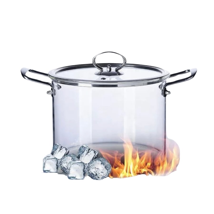 Heat-resistant glass cooking pot with lid, 4.5 liters size