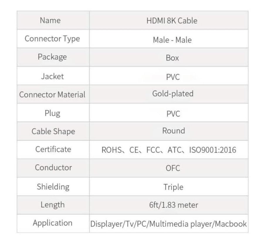 كيبل اتش دي ام آي 1.5 متر اصدار Cable HDMI 1.5m 2.1V 8K