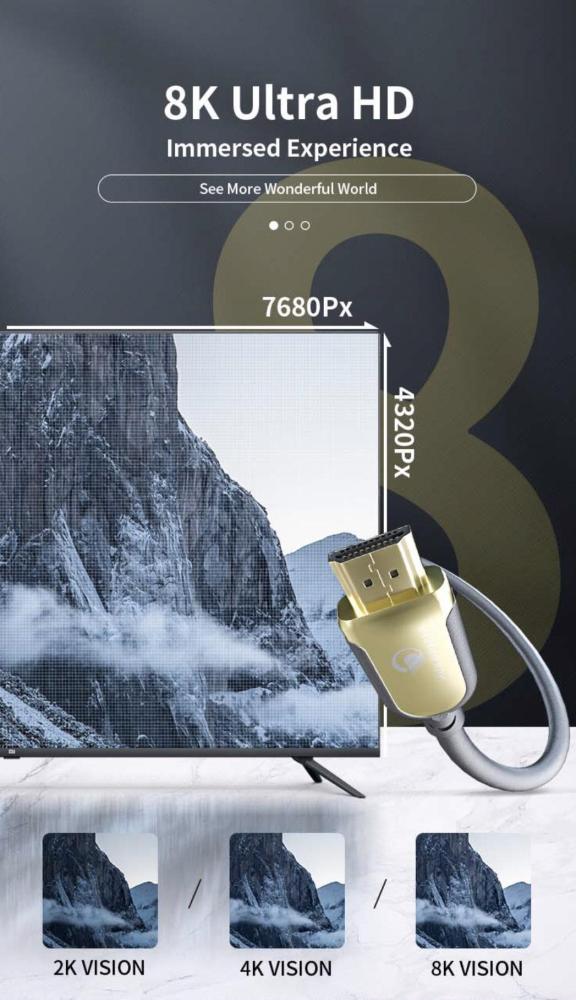 كيبل اتش دي ام آي 1.5 متر اصدار Cable HDMI 1.5m 2.1V 8K