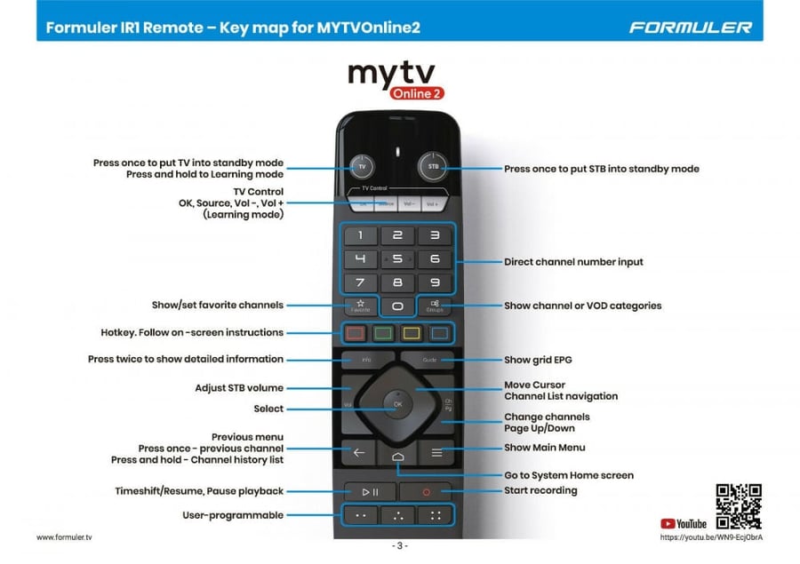 ريموت كنترول فورمولر آي ار Remote Control Formuler GT.V IR1