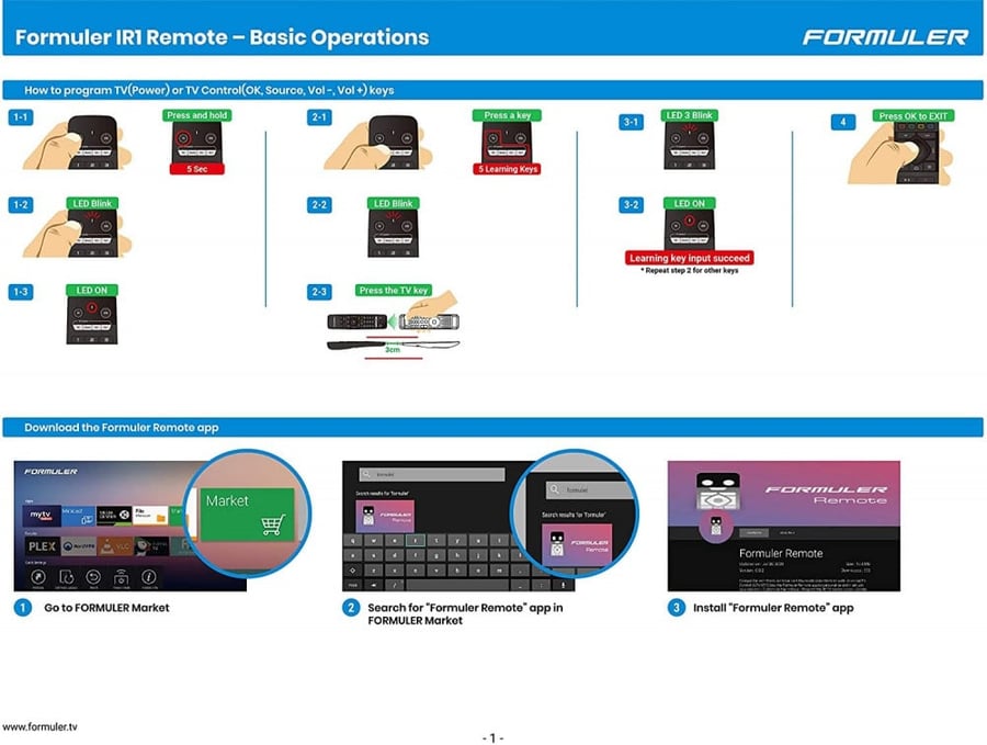 ريموت كنترول فورمولر آي ار Remote Control Formuler GT.V IR1