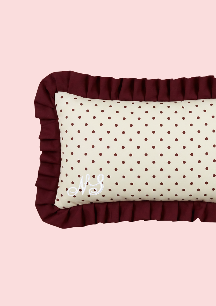 Custom Burgundy Polka Dots Cushion | مخدة بحرفك - عنابي