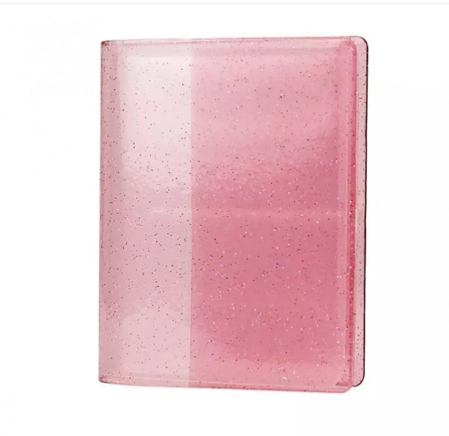 البوم فوتوكارد شفاف لامع Pink glitter collect book binder