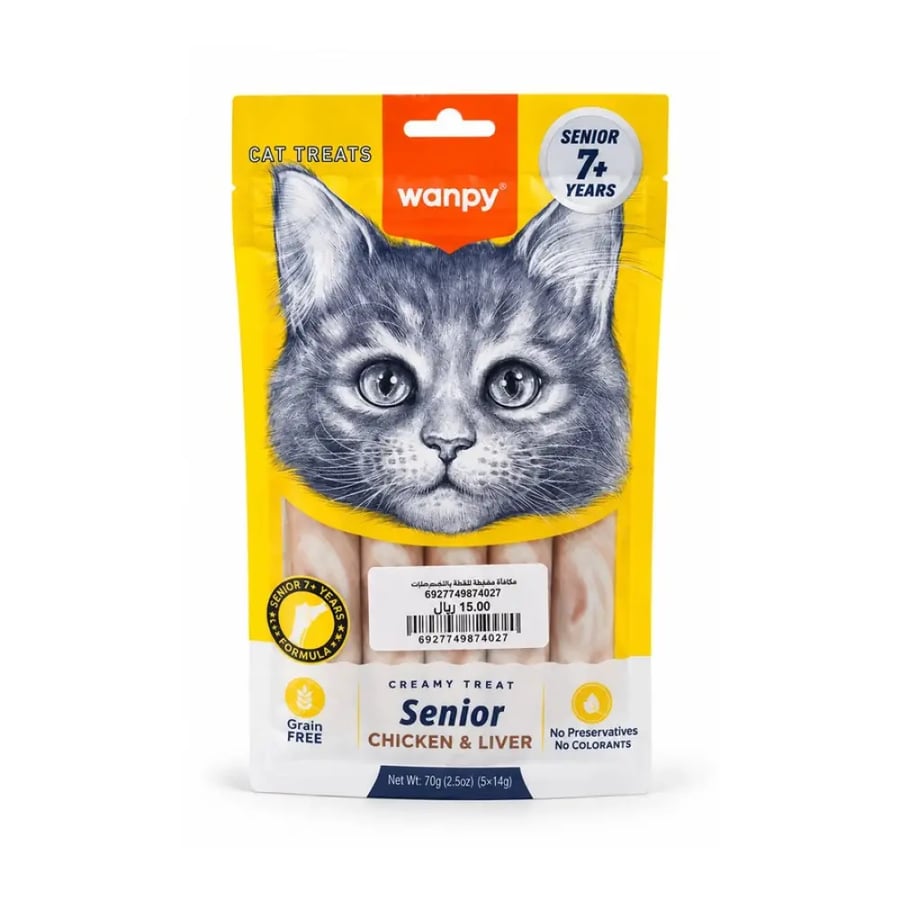 Wanpy Senior 7 Plus Chicken and Liver Cat Treat 70g