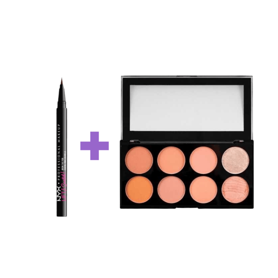 Red blush from Revolution + Espresso eyebrow pencil from NYX