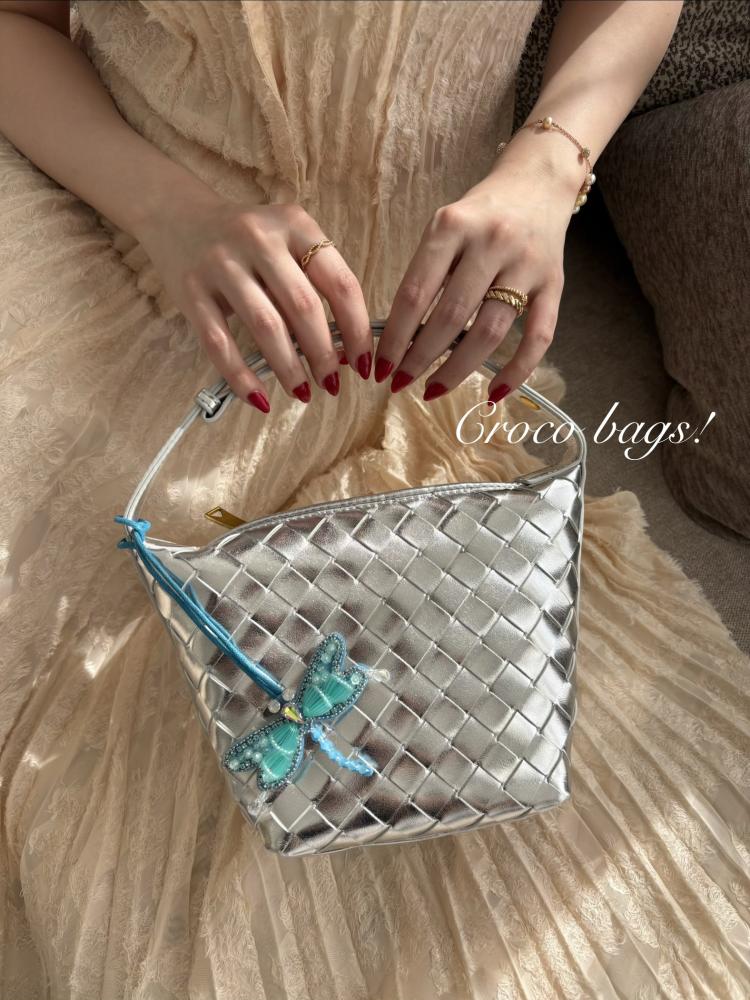 Wavy handle mini bag-silver