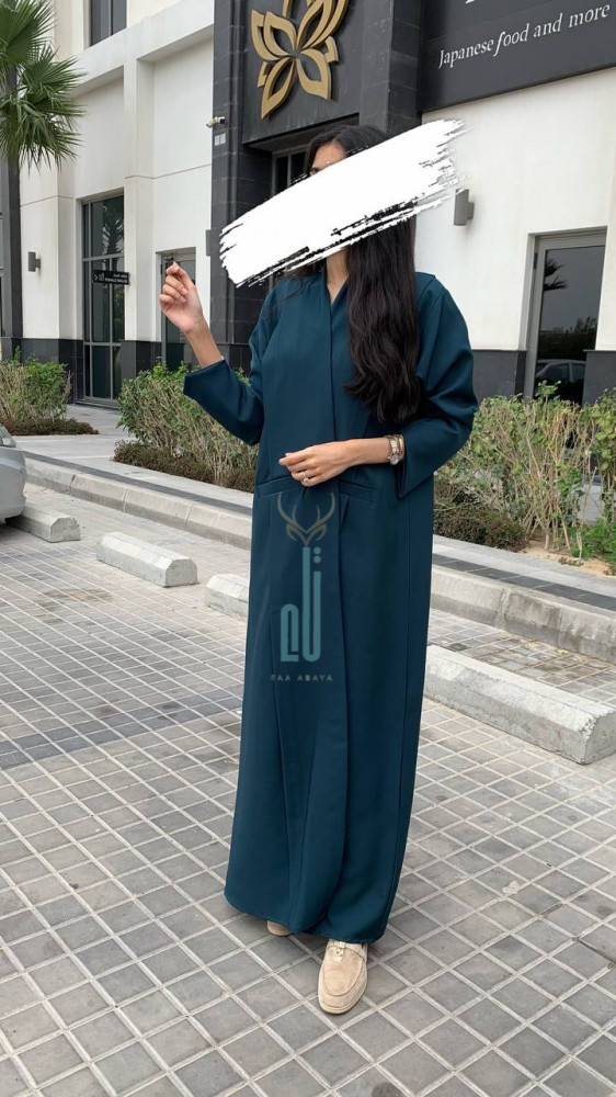 Summer abaya, ceramic fabric, with hidden pocket