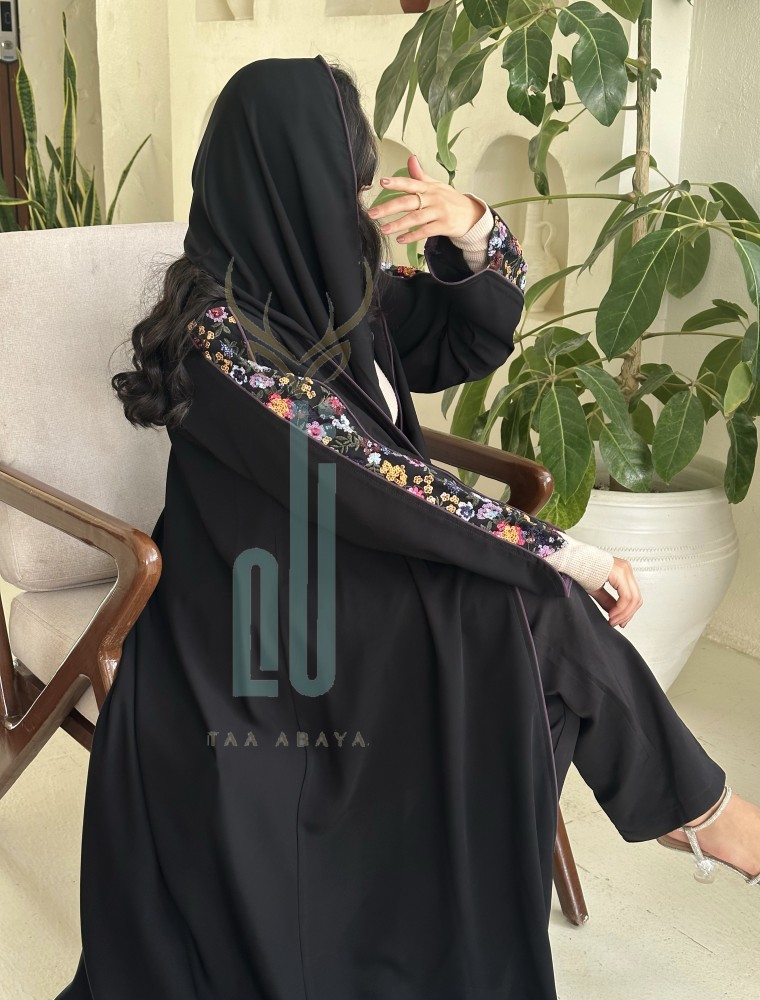 Balqees crepe abaya with sequins, Al Qissa Street