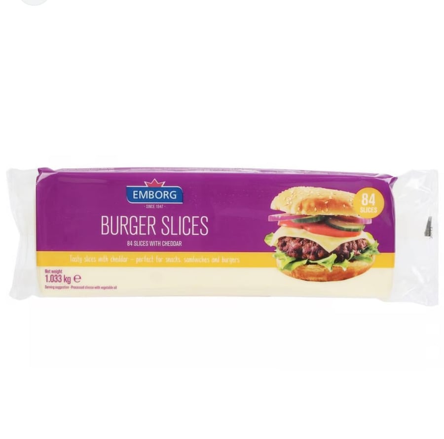Emborg Brurger Slices 84 Slices with Cheddar