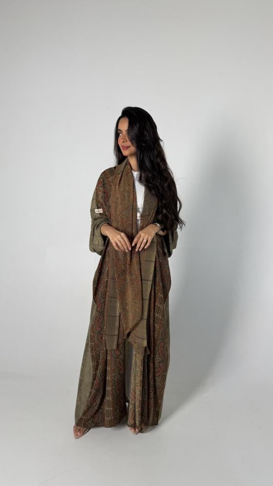 Olive silk cashmere abaya