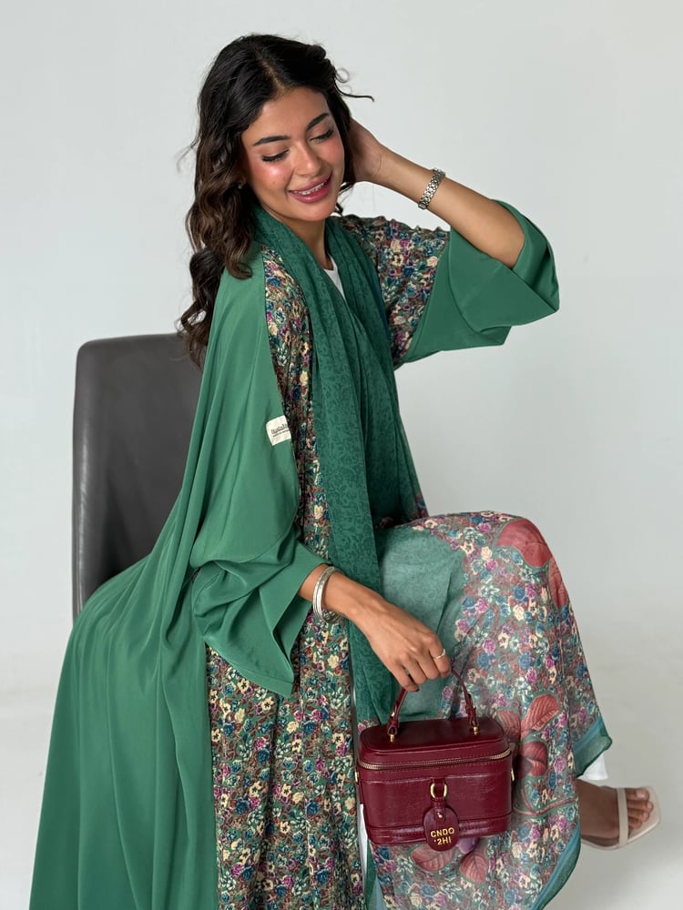 Green silk abaya 5
