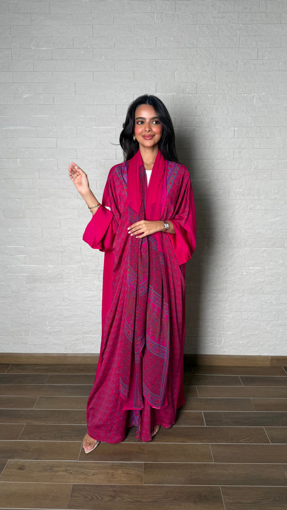 Lama Fuchsia silk abaya
